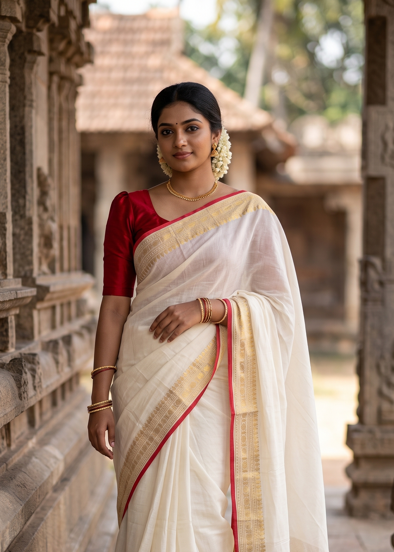 Southloom Mul Cotton 120 x 120 Soft Fabric Saree SL215