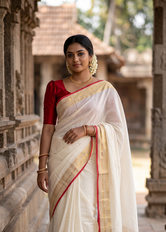 Southloom Mul Cotton 120 x 120 Soft Fabric Saree SL215
