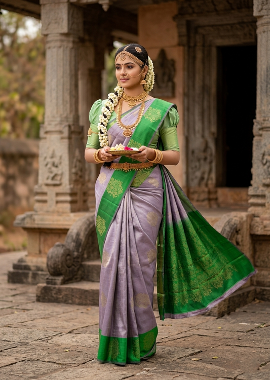 Southloom Pure Handloom Kanchipuram Silk Saree with Butta Work