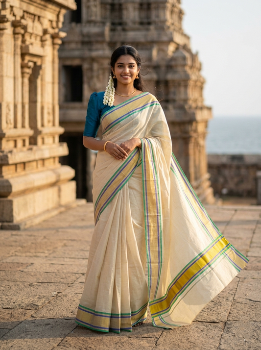 Southloom Kerala Tissue Kasavu Saree