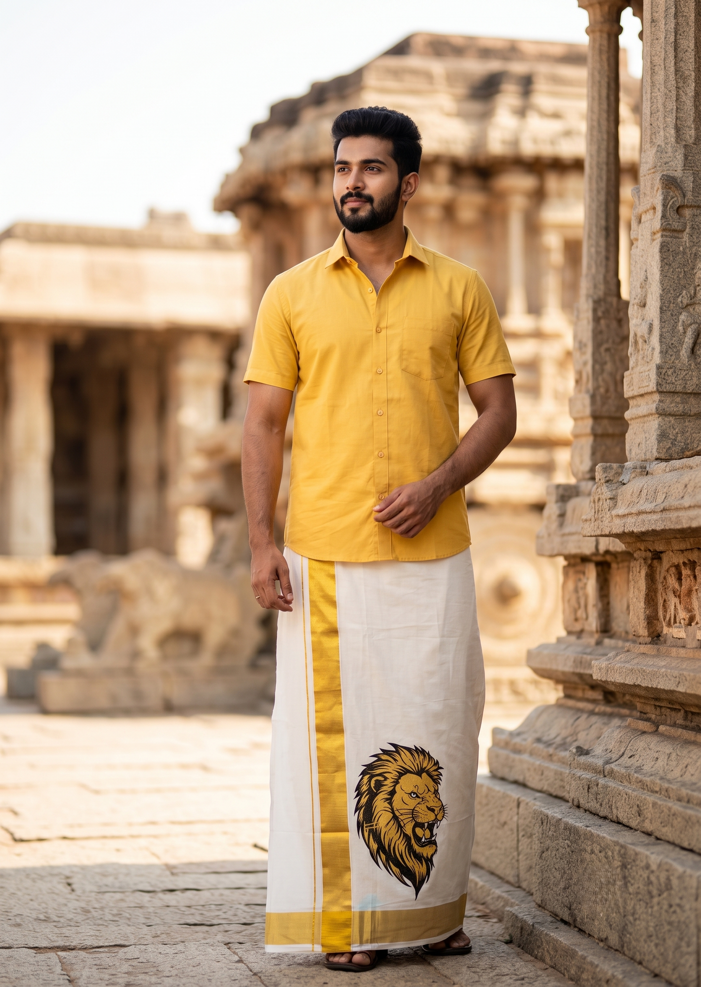 Southloom Kerala Cotton Digital Printed Double Mundu (South Indian Kerala Dhoti) SL567 (Copy)