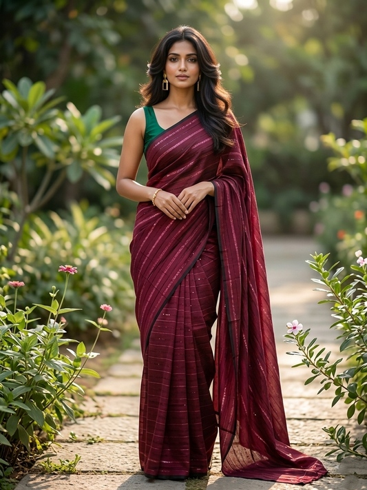 Southloom Desginer Vichithra Silks Saree in Maroon