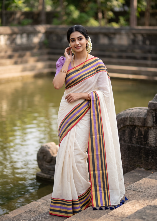 Southloom Mul Cotton 120 x 120 Soft Fabric Saree SL215