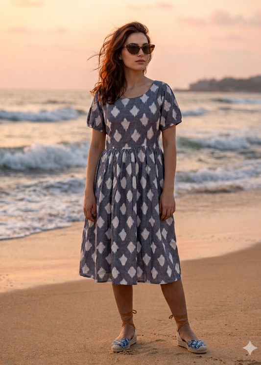 Ikkat Linen Cotton Dress SL293