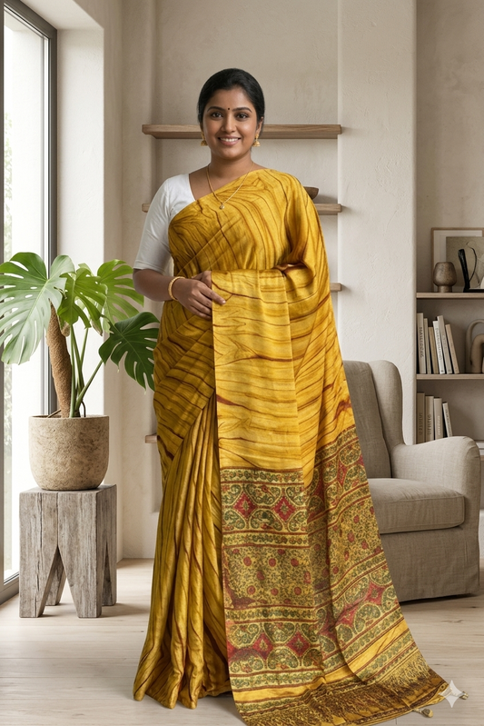 Yellow Modal Silk Saree SL214