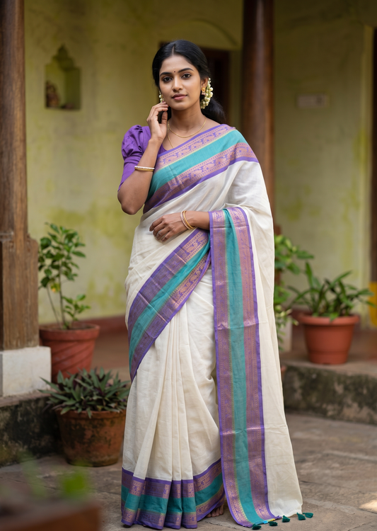 Southloom Mul Cotton 120 x 120 Soft Fabric Saree SL215