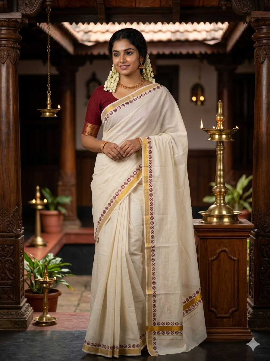 Kerala Cotton Printed Saree SL179