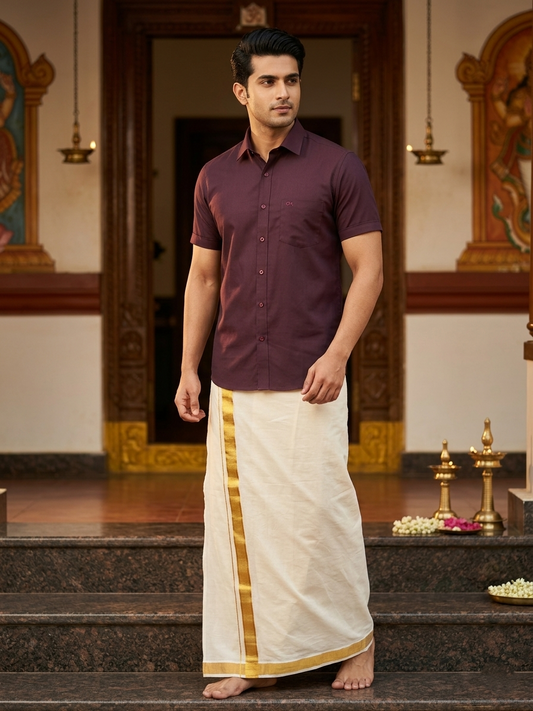 Southloom Pure Cotton Purple Plain Shirt SLSHIRT 38 HS