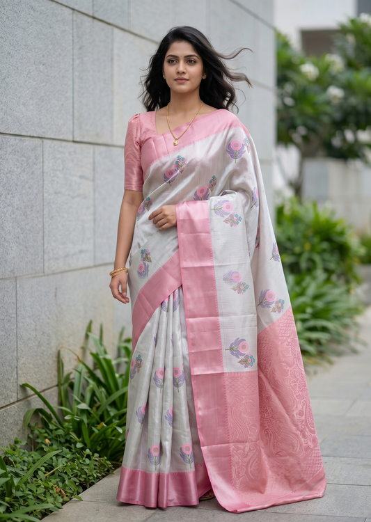 Southloom Kerala Tissue Silk With Butta Work On the Body