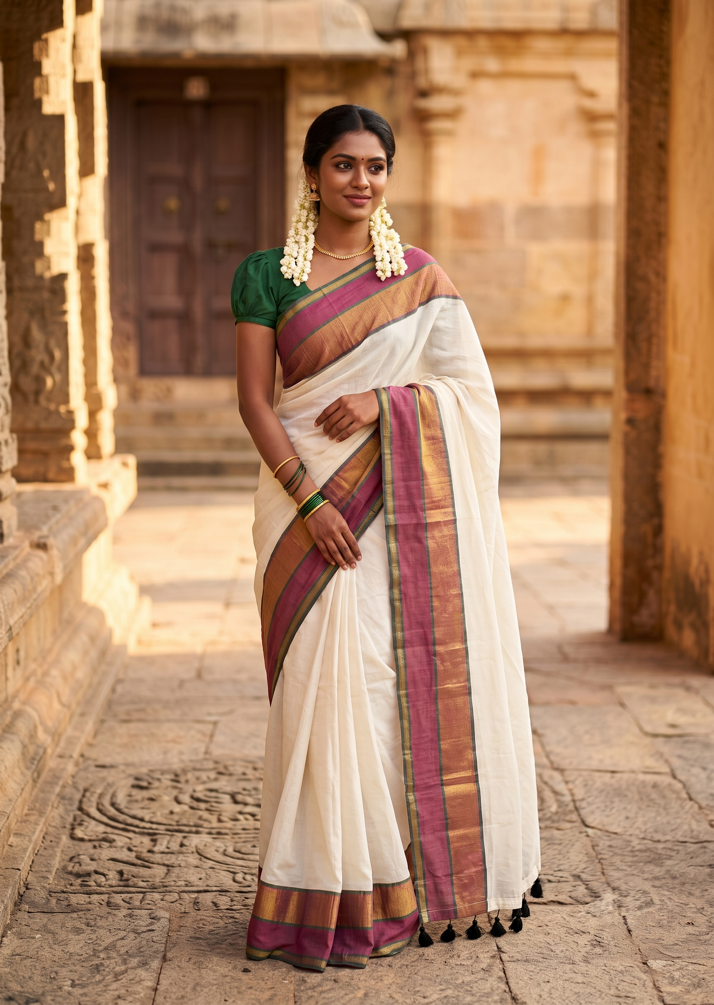 Southloom Mul Cotton 120 x 120 Soft Fabric Saree SL215