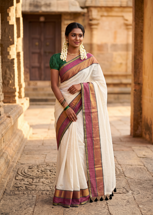 Southloom Mul Cotton 120 x 120 Soft Fabric Saree SL215