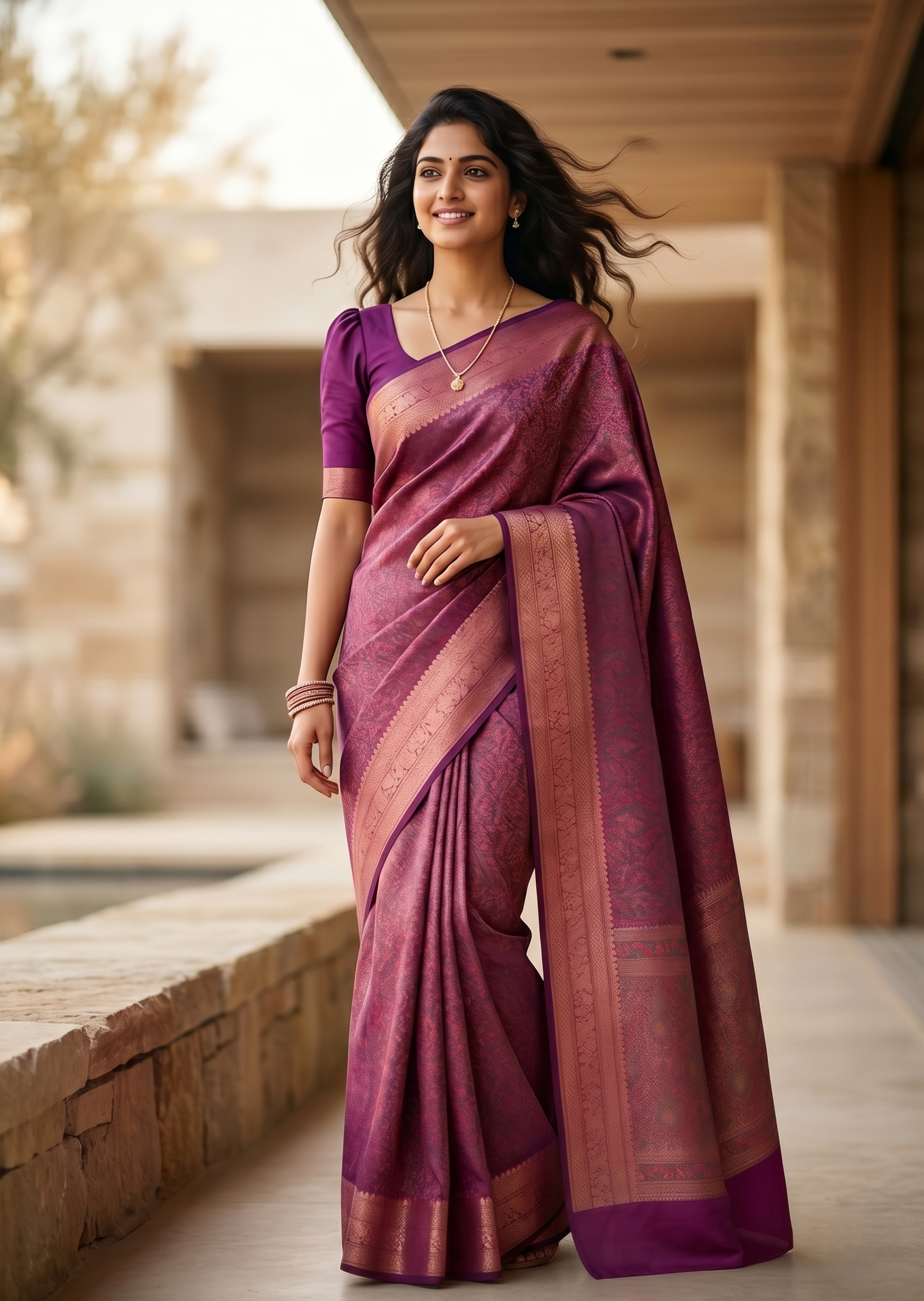 Southloom Resham Work Soft Cotton Banarasi Saree with Woven Work on Body and Borders