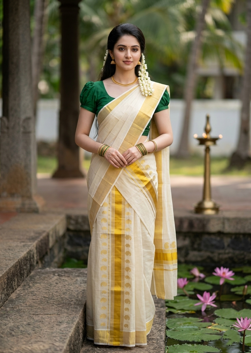 Southloom Kerala Tissue Single Set Mundu (Mundum Neriyathum) with Manga Design in 2.80 Mtrs SL464