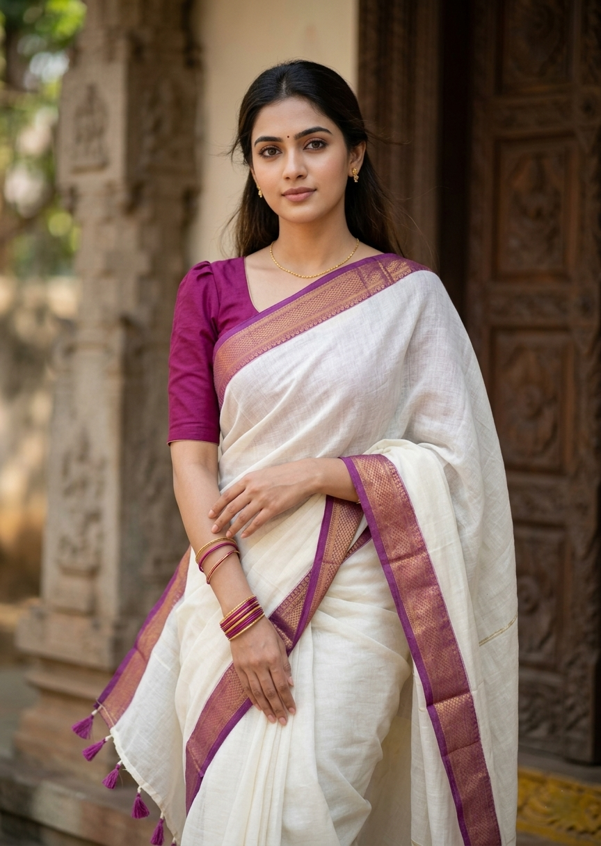 Southloom Mul Cotton 120 x 120 Soft Fabric Saree  SL215