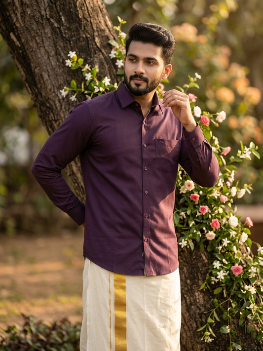 Southloom Pure Cotton Purple Plain Shirt SLSHIRT 40 FS