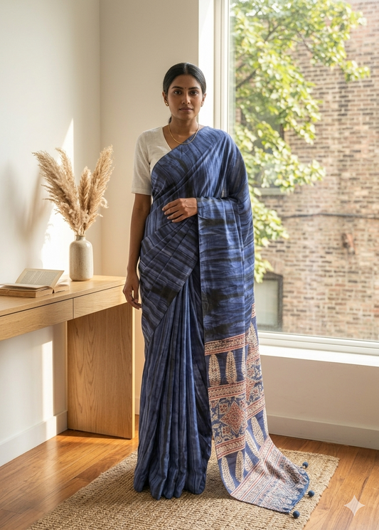 Blue Modal Silk Saree SL214