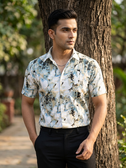 Pure Cotton Multi Coloured Printed Shirt SLSHIRT 48 HS