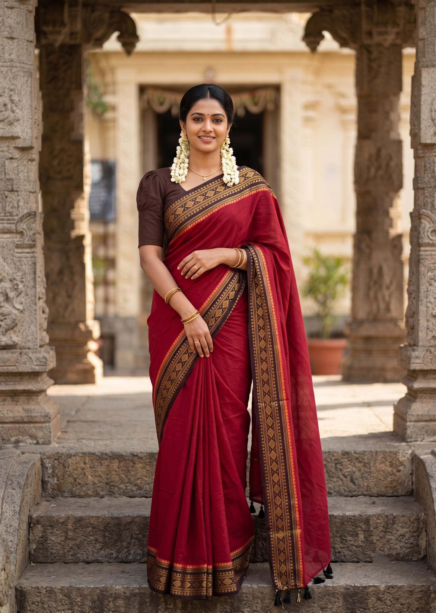 Southloom Mul Cotton 120 x 120 Soft Fabric Saree SL215