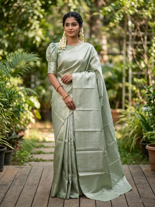 Southloom Tissue Silk Saree with Woven Work on Body and Borders