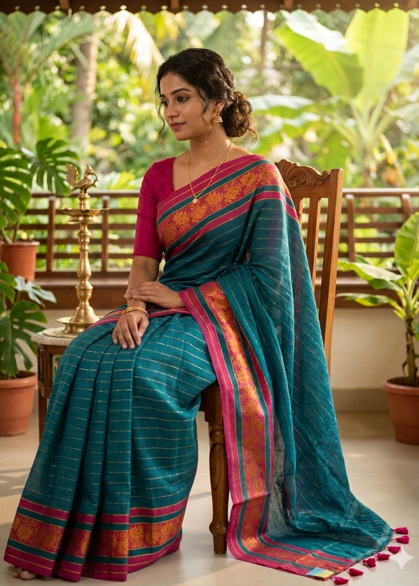 Kerala Mul Cotton Soft Fabric Saree With Kanchi Border SL215