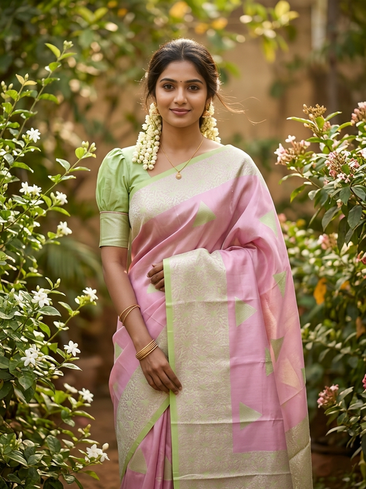Southloom Tissue Silk Saree with Woven Work on Body and Borders