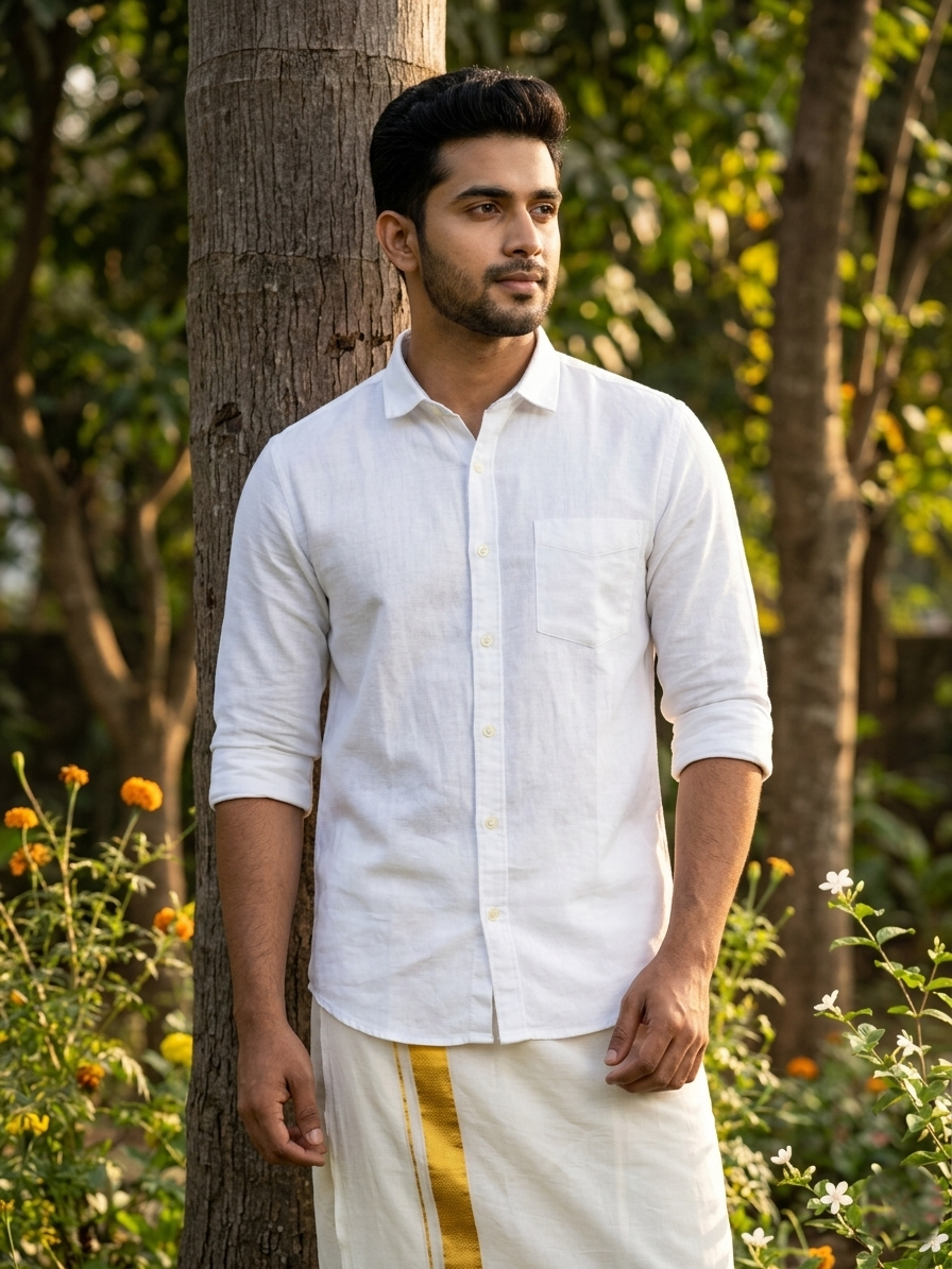 Southloom Cotton Pure White Plain Shirt SLSHIRT 40 FS (L)
