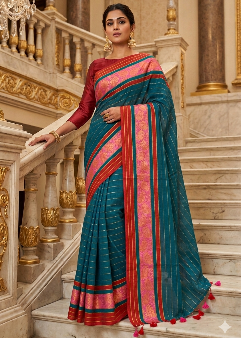 Kerala Mul Cotton Soft Fabric With Kanchi Border Saree SL215