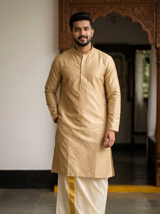 Southloom Woven Patterns Semi Silk Long Kurta for Men SL591