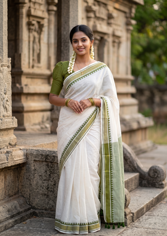 Southloom Mul Cotton 120 x 120 Soft Fabric Saree SL215