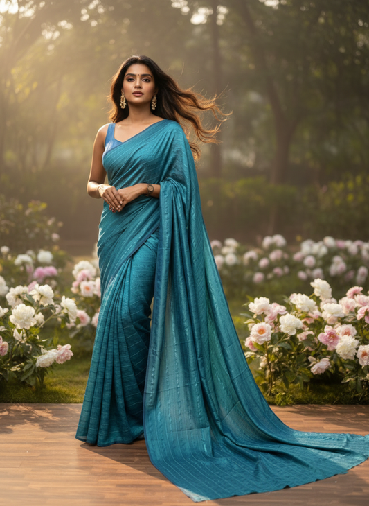 Southloom Desginer Vichithra Silks Saree in Blue
