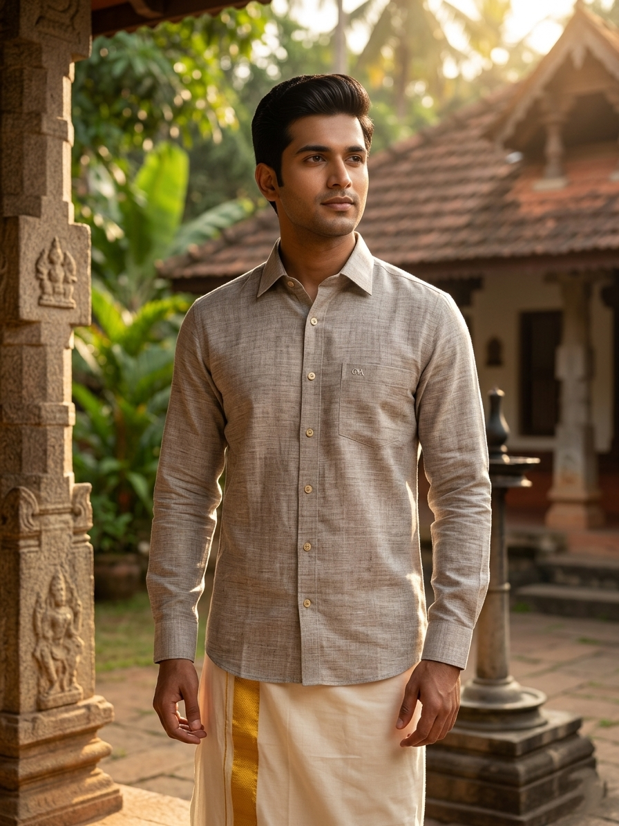 Southloom Pure Cotton Gray Plain Shirt SLSHIRT 38 FS