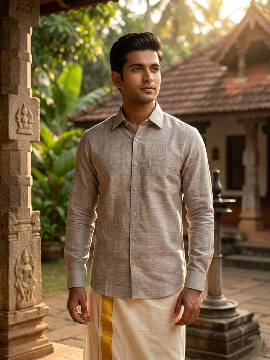 Southloom Pure Cotton Gray Plain Shirt SLSHIRT 38 FS