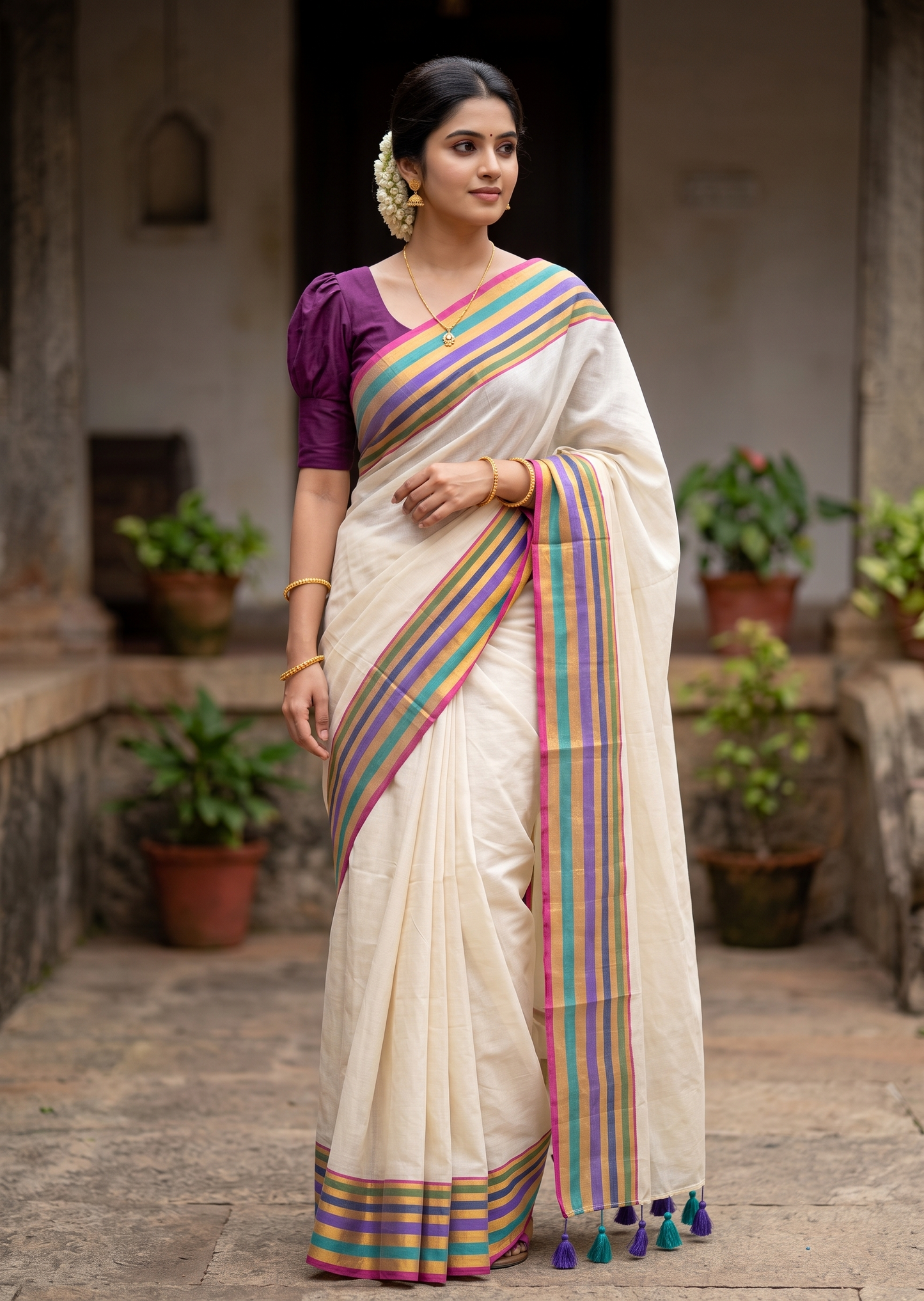 Southloom Mul Cotton 120 x 120 Soft Fabric Saree SL215
