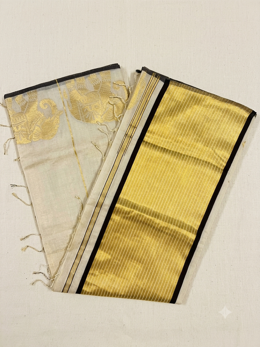 Southloom Premium Balaramapuram Handloom Tissue Saree With Deer Design SL575