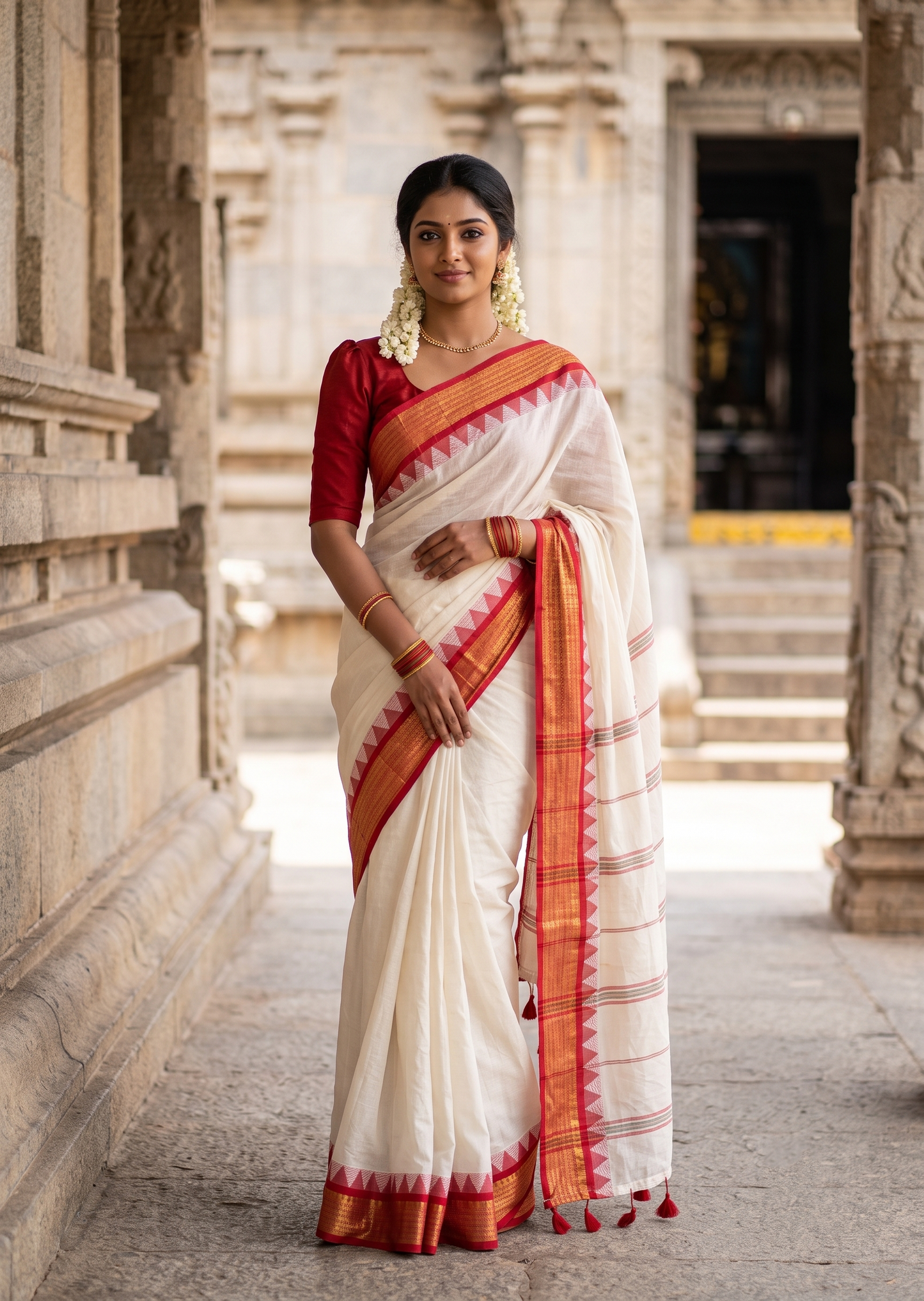 Southloom Mul Cotton 120 x 120 Soft Fabric Saree SL215