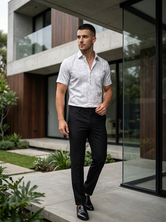 Southloom Pure Cotton Gray Printed Shirt SLSHIRT 38 HS