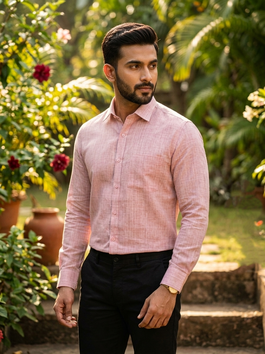 Southloom Pure Cotton Dark Pink Lines Shirt SLSHIRT 48 FS