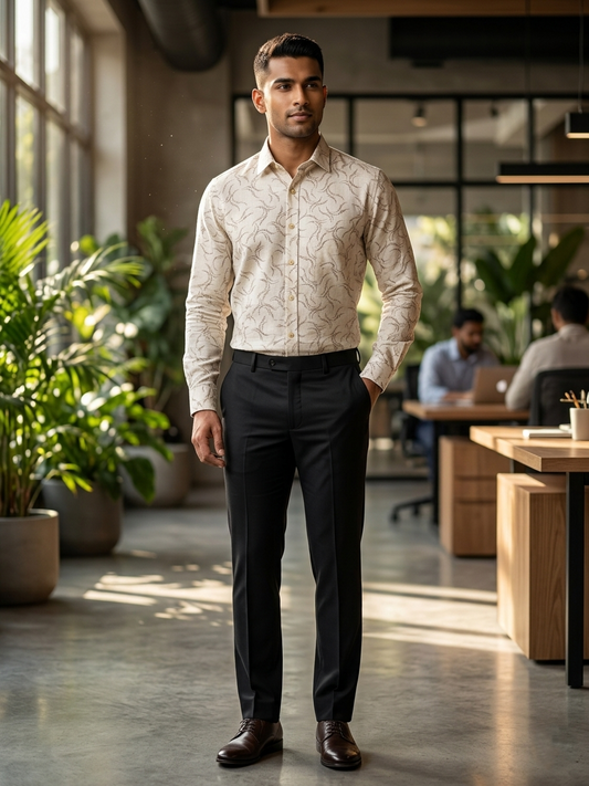 Southloom Pure Cotton Beige Printed Shirt SLSHIRT 38FS