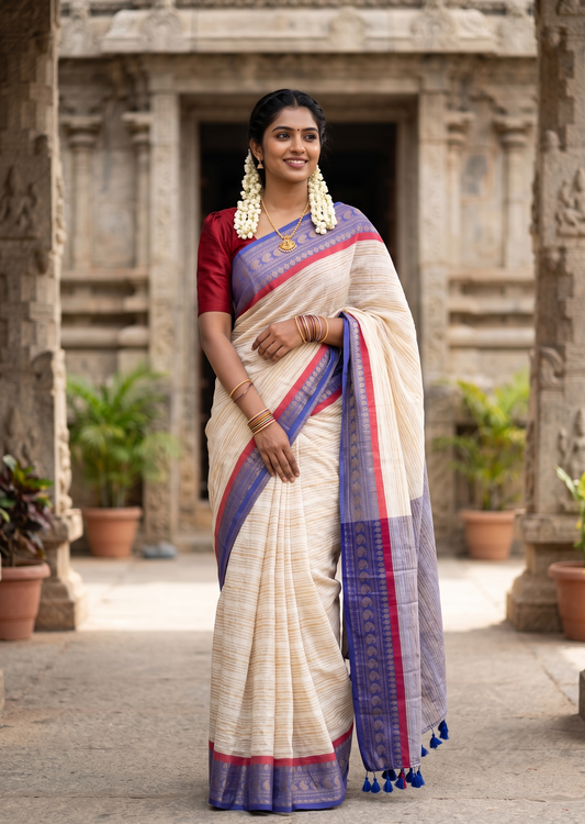 Southloom Mul Cotton 120 x 120 Soft Fabric Saree SL215