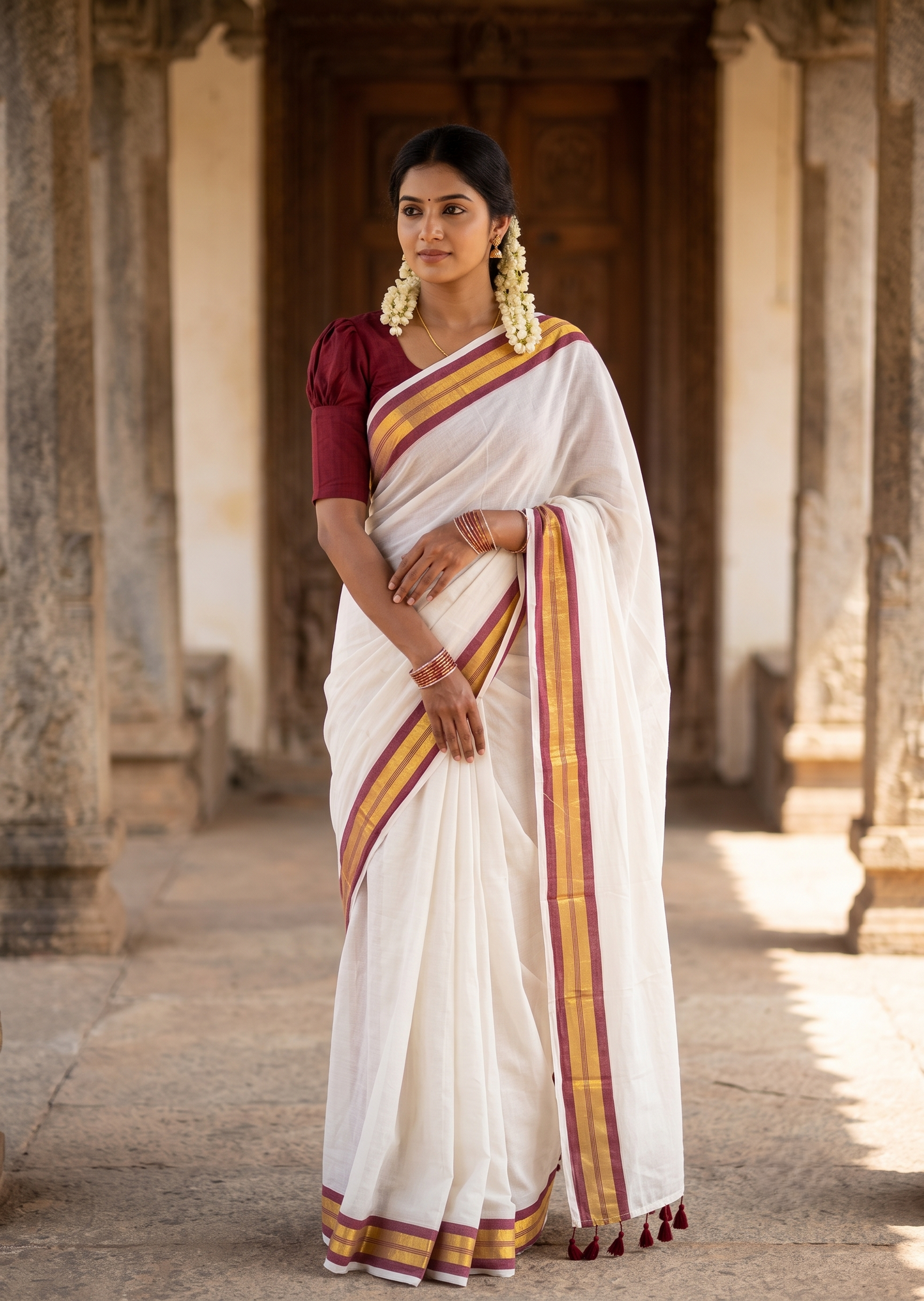 Southloom Mul Cotton 120 x 120 Soft Fabric Saree SL215