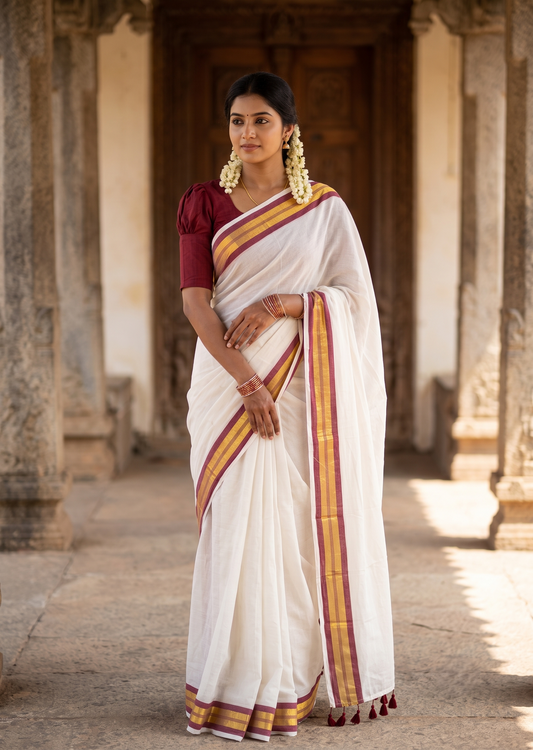 Southloom Mul Cotton 120 x 120 Soft Fabric Saree SL215