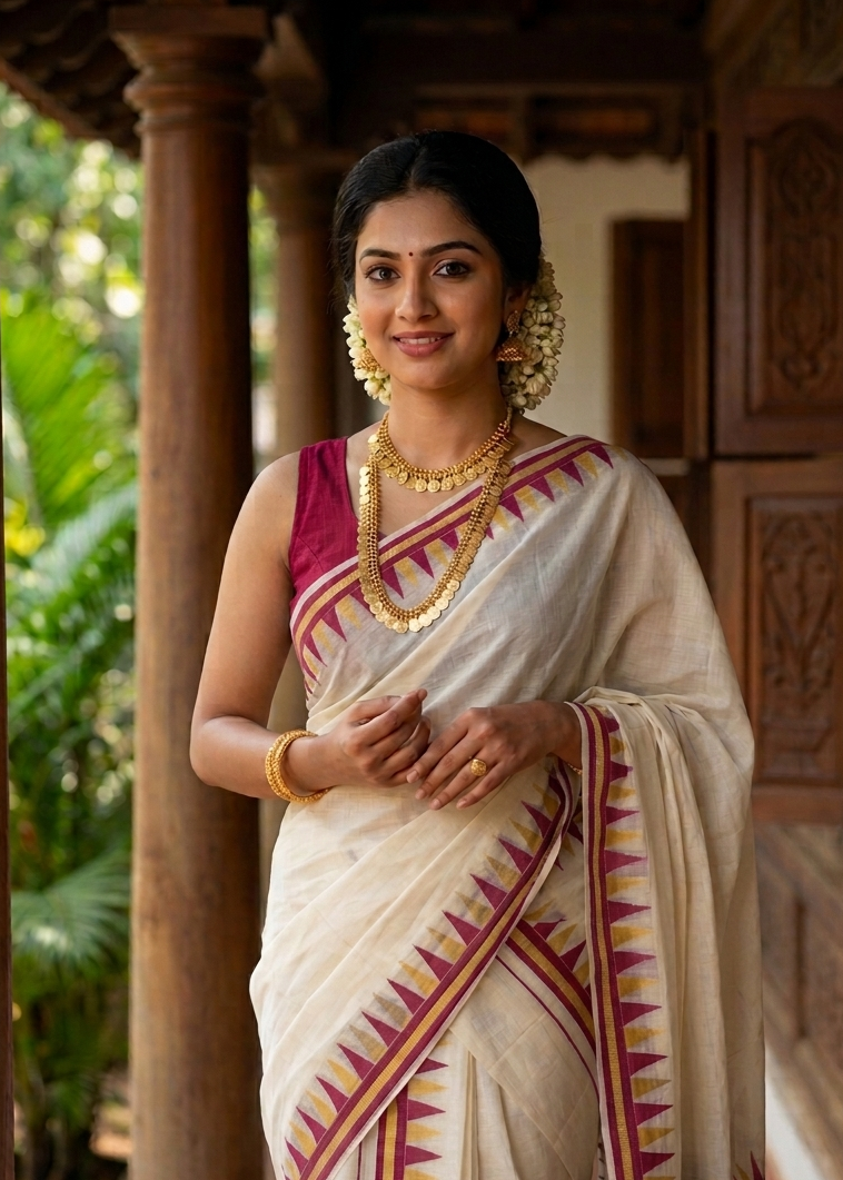 Kerala Cotton Temple Set Mundu (2.80 meter) SL370