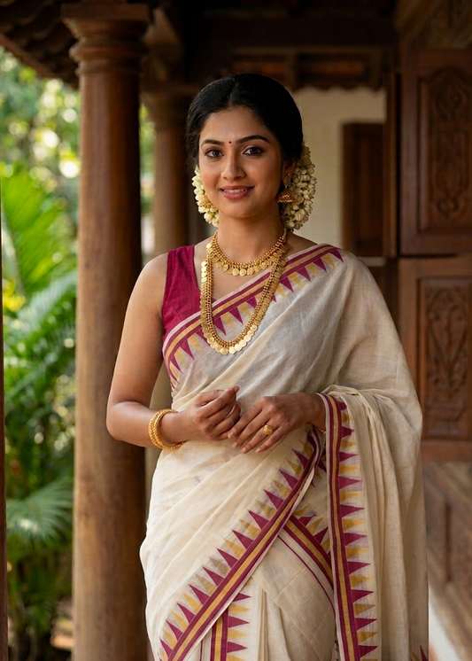 Kerala Cotton Temple Set Mundu (2.80 meter) SL370