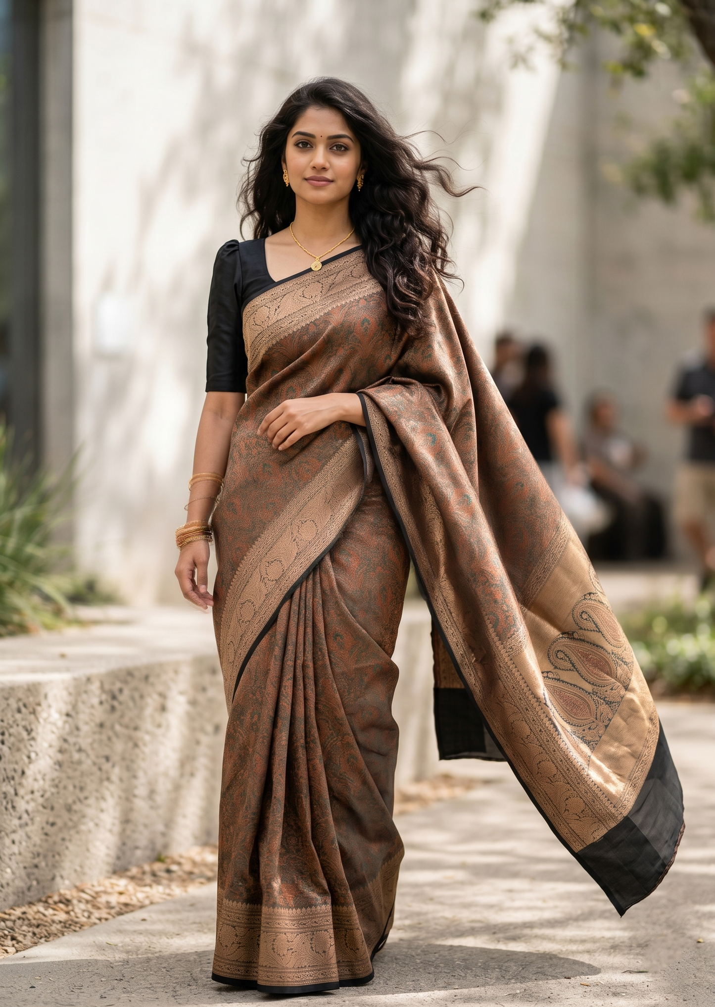 Southloom Resham Work Soft Cotton Banarasi Saree with Woven Work on Body and Borders