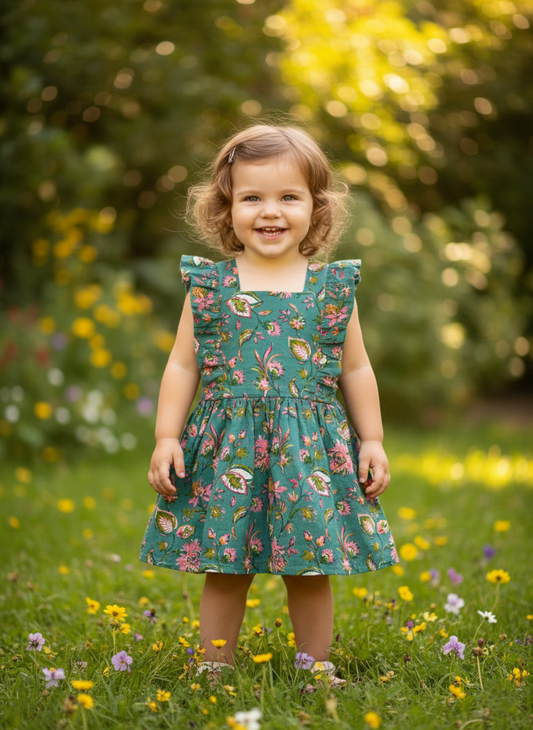 Southloom Pure Cotton Jaipur Printed Frocks for Girls (Age 1-2)