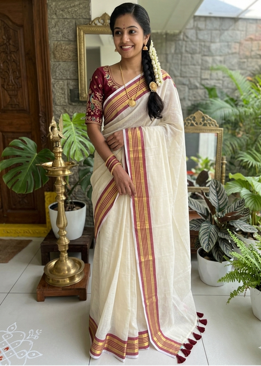 Kerala Mul Cotton Soft Fabric Saree SL215