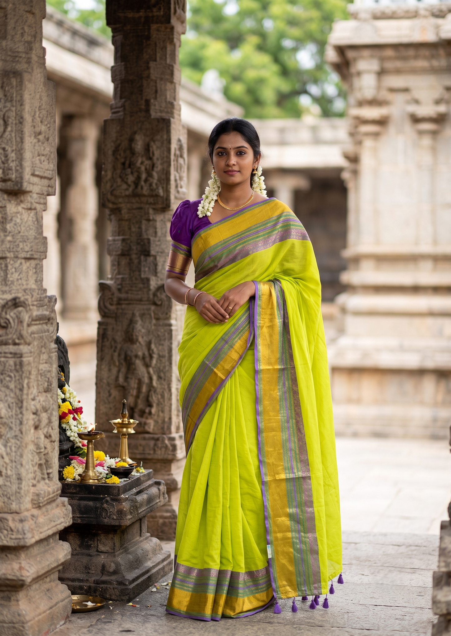 Southloom Mul Cotton 120 x 120 Soft Fabric Saree SL215