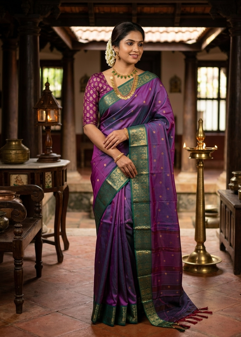 Polka Cotton Silk Saree SL173
