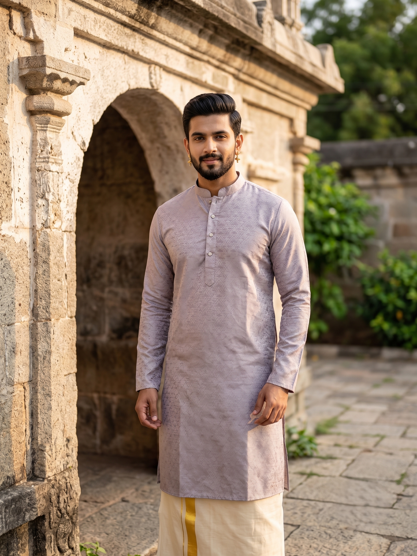 Southloom Woven Patterns Semi Silk Long Kurta for Men SL591