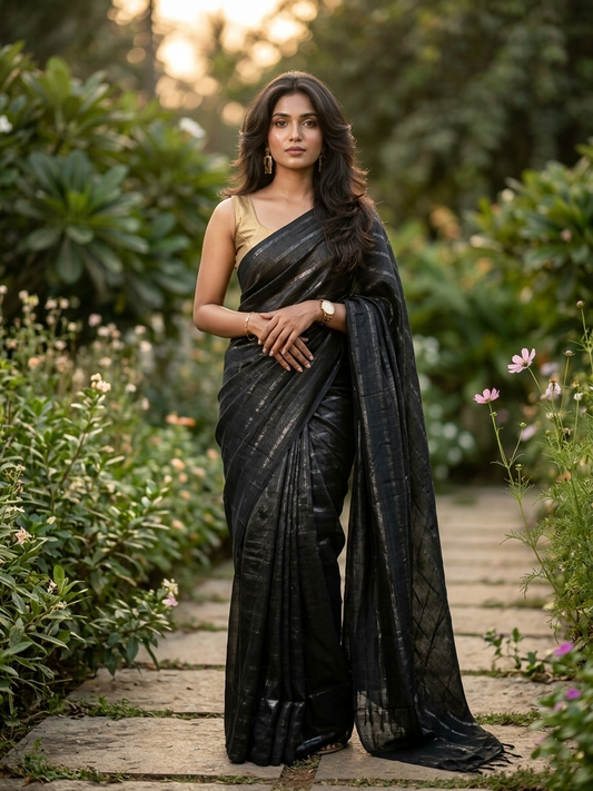 Southloom Desginer Vichithra Silks Saree in Black